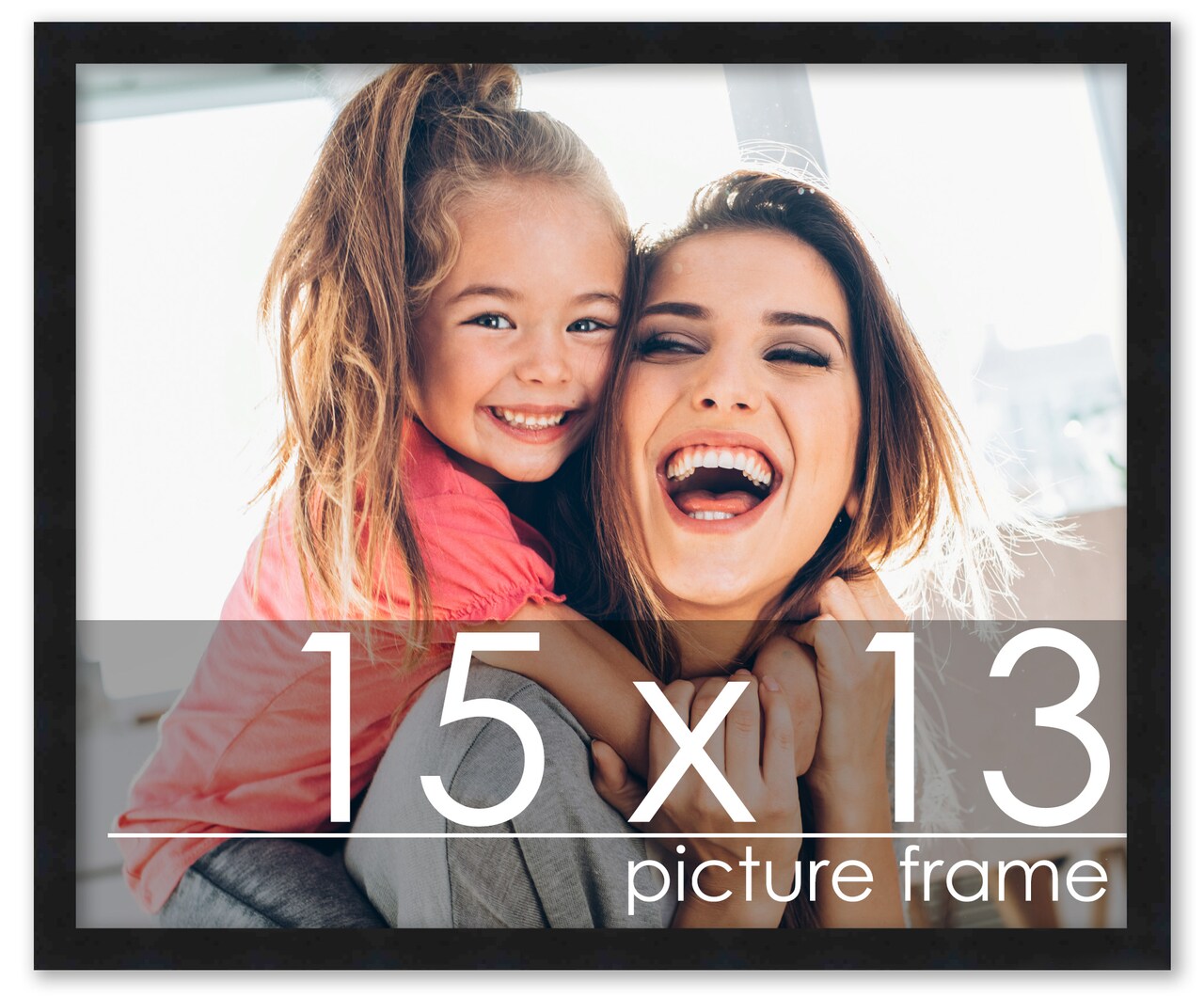 15x13 Black Wood Picture Frame - UV Acrylic, Foam Board Backing, Hanging Hardware